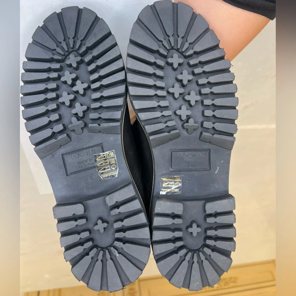 GANNI WOMEN’S QUILTED HIKING BLACK LACE UP BOOTS SZ EU39 - Picture 11 of 12